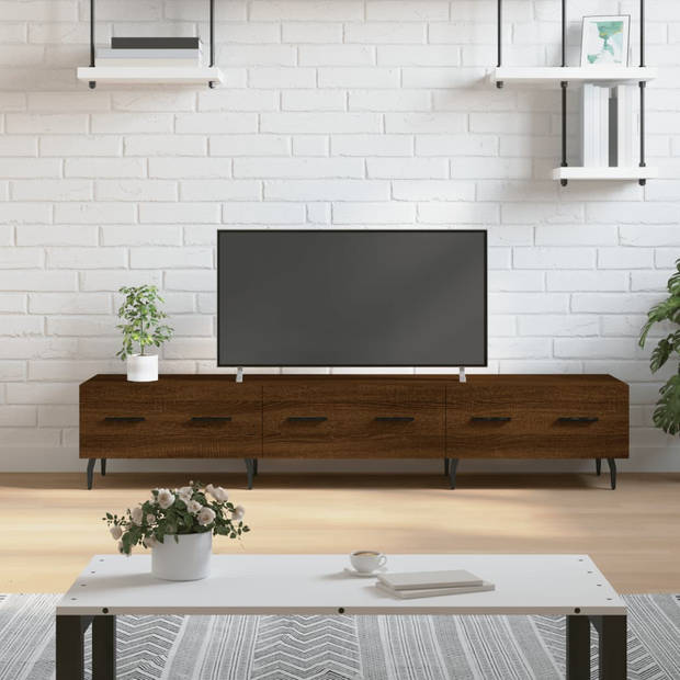 The Living Store TV Kast - Bruineiken - 150 x 36 x 30 cm - Met 3 lades en decoratief blad