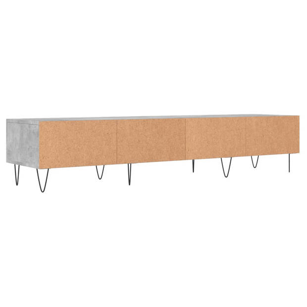 The Living Store TV-meubel - betongrijs - 150 x 36 x 30 cm - 3 lades - bewerkt hout en ijzer