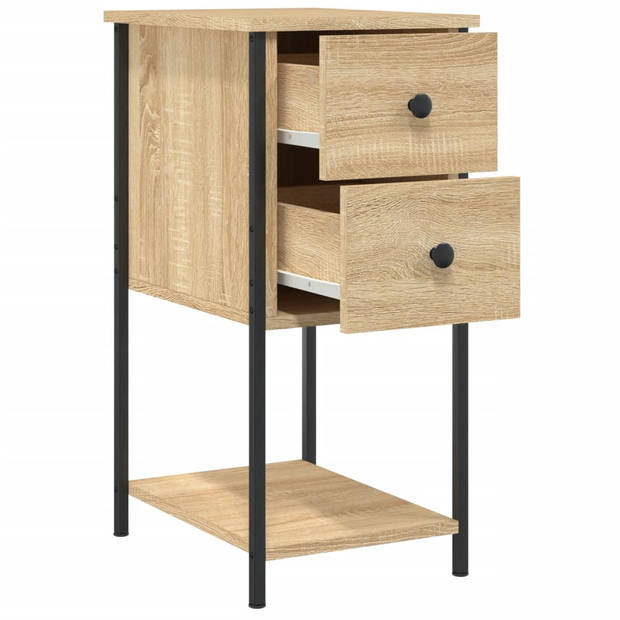 vidaXL Nachtkastjes 2 st 32x42x70 cm bewerkt hout sonoma eikenkleurig