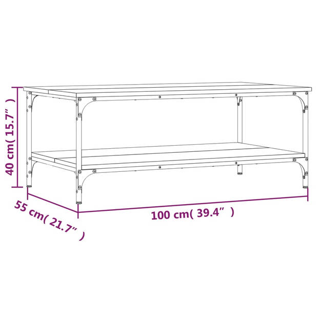 vidaXL Salontafel 100x55x40 cm bewerkt hout zwart