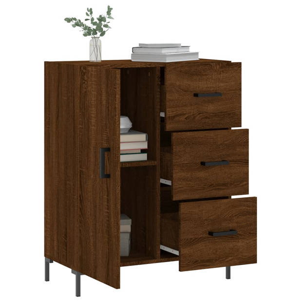 The Living Store Dressoir Vintage - Bruineiken - 69.5 x 34 x 90 cm - Stevig bewerkt hout