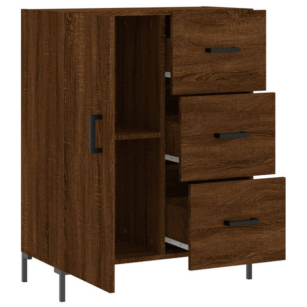 The Living Store Dressoir Vintage - Bruineiken - 69.5 x 34 x 90 cm - Stevig bewerkt hout