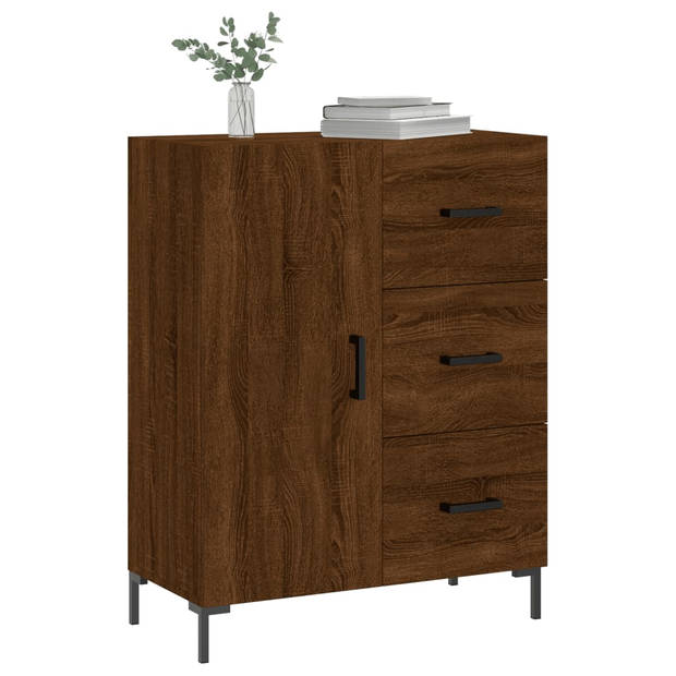 The Living Store Dressoir Vintage - Bruineiken - 69.5 x 34 x 90 cm - Stevig bewerkt hout