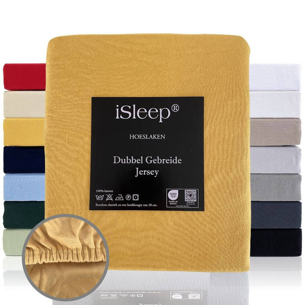 iSleep Hoeslaken Dubbel Jersey - Oker - 200/210x220/230