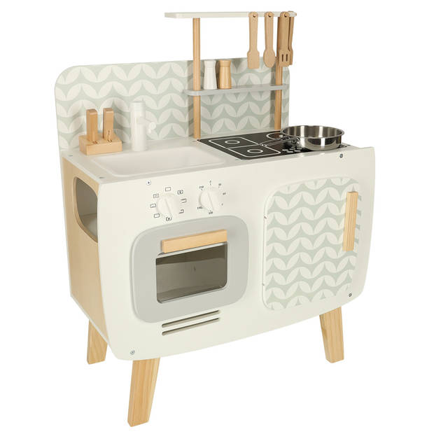 Lulilo vintage retro speelkeuken met accessoires - Speelgoed keuken met kookplaat, wasbak en oven - 58 x 72,7 x 29,2 cm