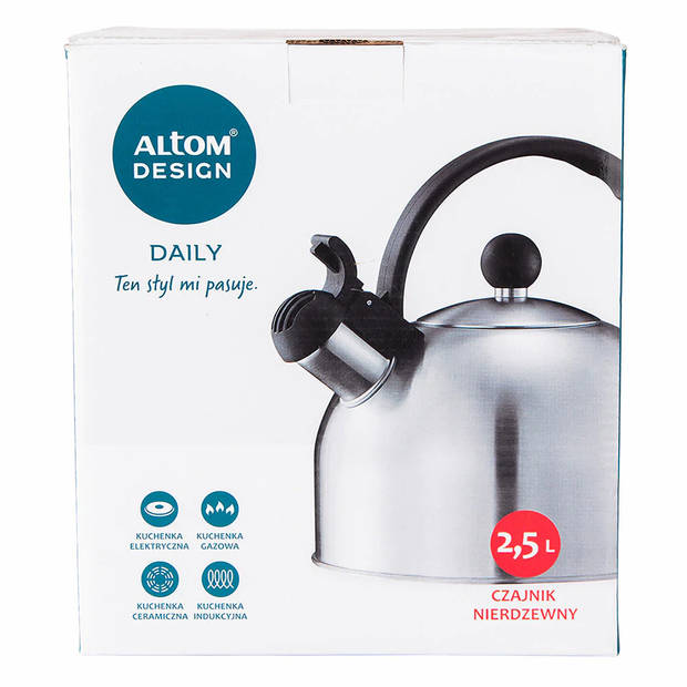 Altom Design Daily fluitketel geborsteld RVS satijn zilver 2.5 Liter