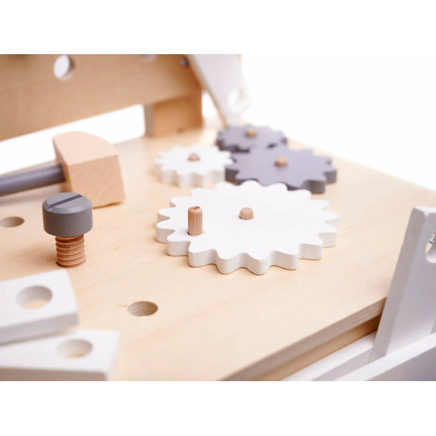 Houten Speelgoedgereedschapsset - Werkplaats met gereedschap op tafel - DIY - Set