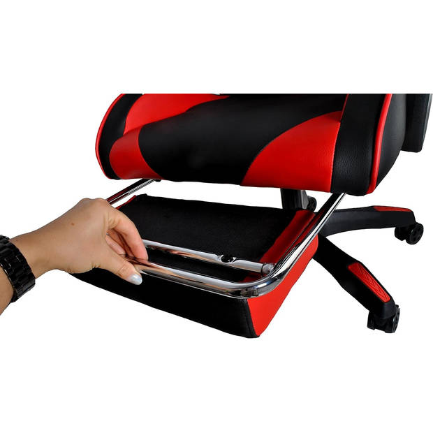 Bobbel Home - Luxe Bureaustoel - Verstelbaar - Uitschuifbare voetensteun - Gaming Stoel - Rood