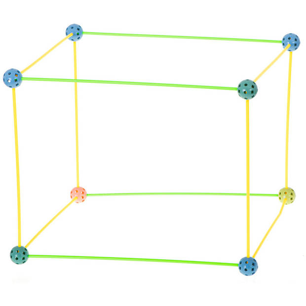 Geometrische constructie XXL set 480 delig - Bouwrietjes in opbergbox - Maak je eigen bouwwerken