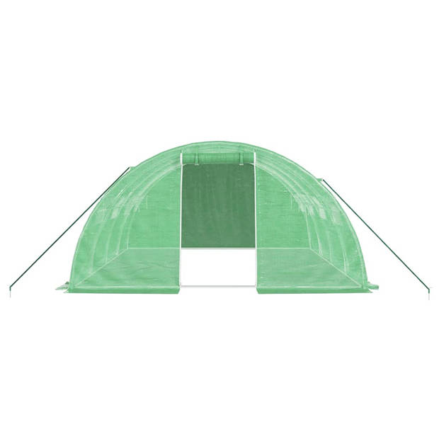 vidaXL Tuinkas met stalen frame 16 m² 4x4x2 m groen