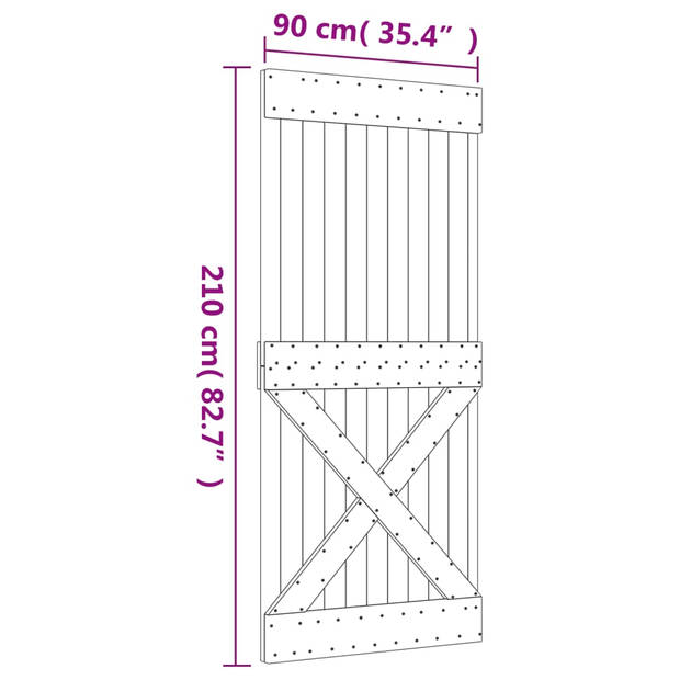 The Living Store Schuifdeur Massief grenenhout - 90x3.6x210 cm - Rustieke uitstraling