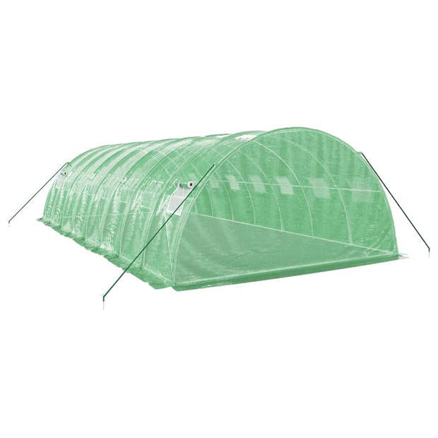 The Living Store Broeikas - Groen - 8 x 4 x 2 m - PE en Gegalvaniseerd Staal - Met 2 Ritsen