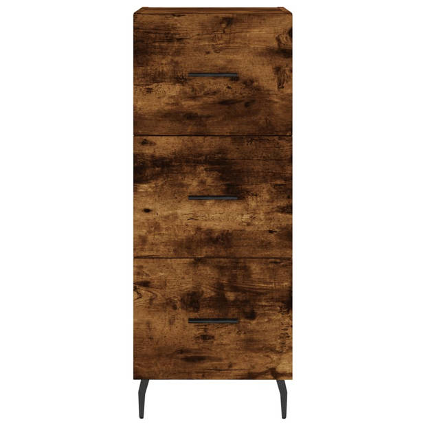 The Living Store Modern Dressoir - Bijzetkast - Gerookt Eiken - 34.5 x 34 x 90 cm - 3 Lades