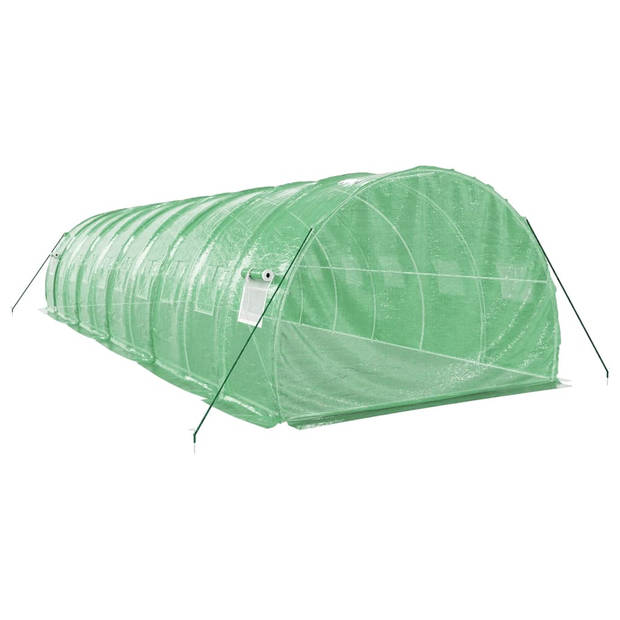 The Living Store Broeikas - Groene Polyethyleen (PE) en Gegalvaniseerd Stalen Frame - 10x3x2m - Met Roldeur en 4