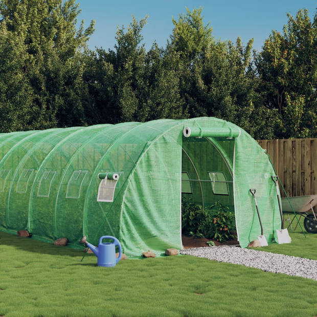 vidaXL Tuinkas met stalen frame 24 m² 8x3x2 m groen