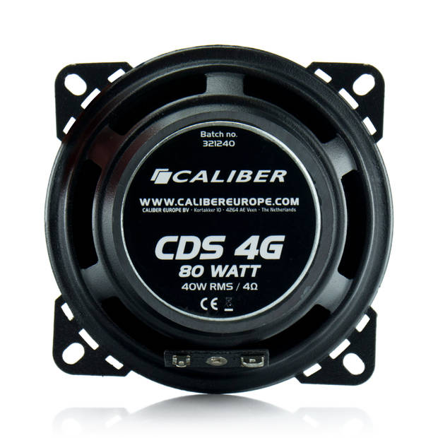 Caliber Autospeakers - Speakerset 10 Cm - 2 Wegs Coaxiale Luidsprekers - 30 Mm Tweeters - 80 W Max (CDS4G)