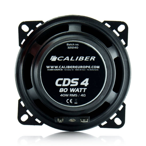 Caliber Autospeakers - Speakerset 10 Cm - 80W Max - 2 Wegs Coaxiale Luidsprekers - 30 Mm Tweeters (CDS4)