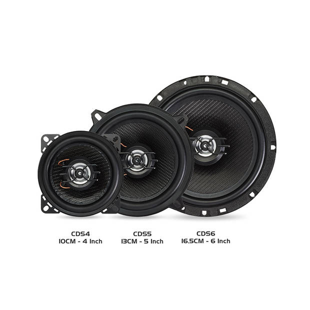 Caliber Autospeakers - Speakerset 10 Cm - 2 Wegs Coaxiale Luidsprekers - 30 Mm Tweeters - 80 W Max (CDS4G)