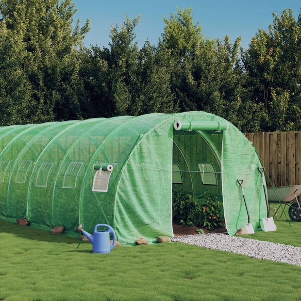 The Living Store Broeikas - XXL - Groen - 20 x 3 x 2 m - PE en gegalvaniseerd staal