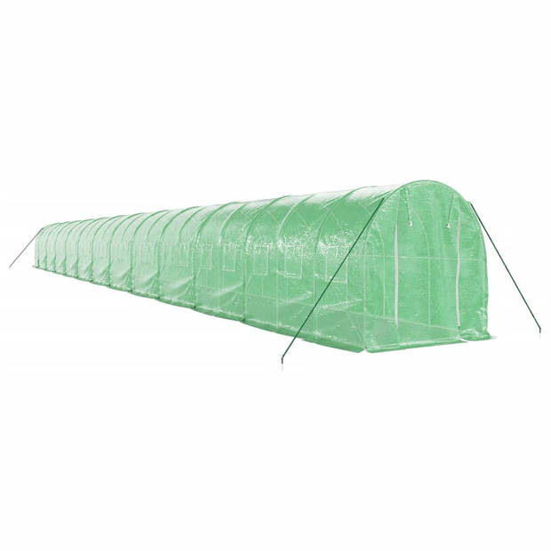 The Living Store Broeikas - Staal - 24 x 2 x 2 m - Groen - PE - 140 g/m²