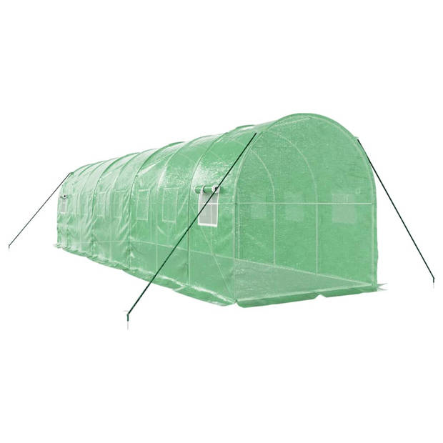 The Living Store Broeikas - 8 x 2 x 2 m - Groen - PE en Gegalvaniseerd Staal - Met 2 Ritsen