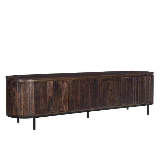 Livingfurn - TV Meubel Noor Walnut 210cm - Mangohout / Gecoat Staal