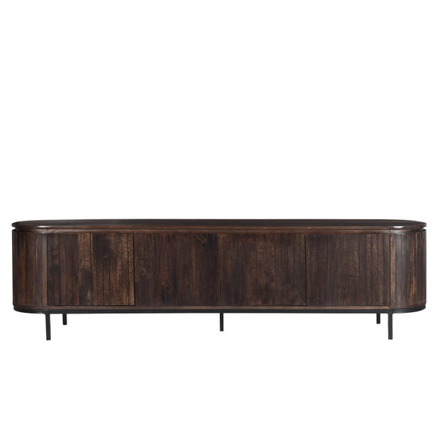 Livingfurn - TV Meubel Noor Walnut 210cm - Mangohout / Gecoat Staal