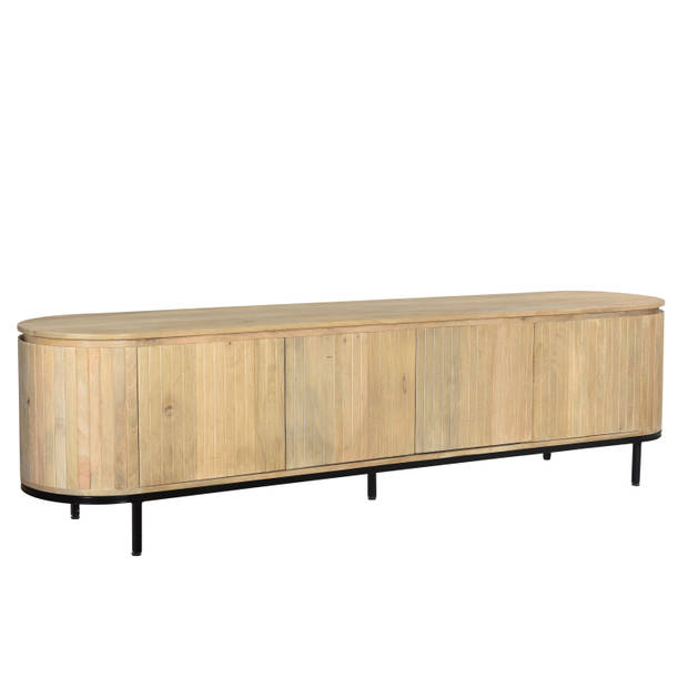 Livingfurn - TV Meubel Noor Natural 210cm - Mangohout / Gecoat Staal