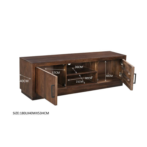 Livingfurn - TV Meubel Jaxx Brown 180cm - Mangohout