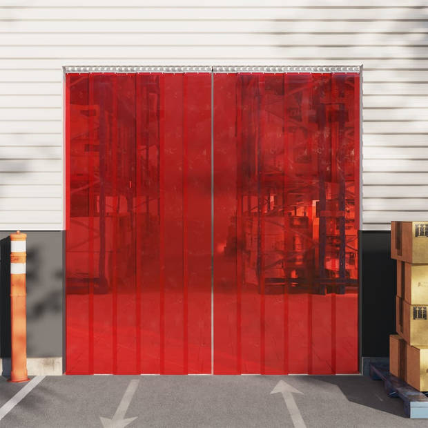 The Living Store Deurgordijn 200x1-6 mm 10 m PVC rood - Gordijn