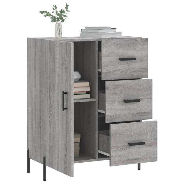 vidaXL Dressoir 69,5x34x90 cm bewerkt hout grijs sonoma eikenkleurig