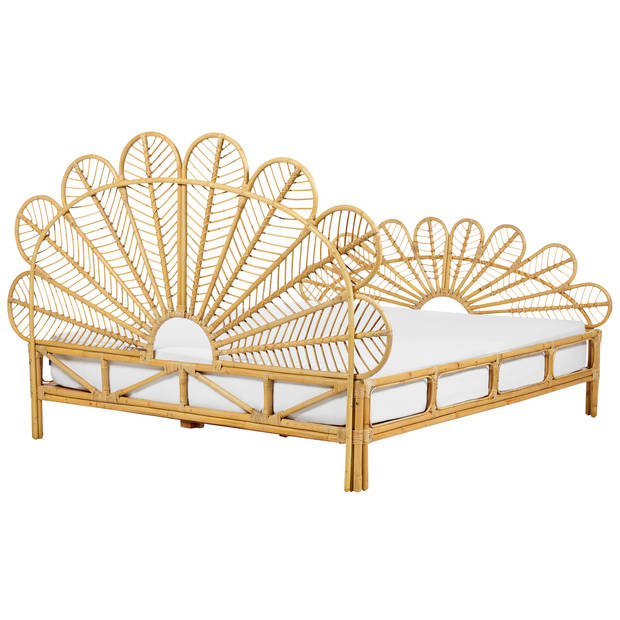 Beliani FLORENTINE - Tweepersoonsbed-Lichte houtkleur-Rotan