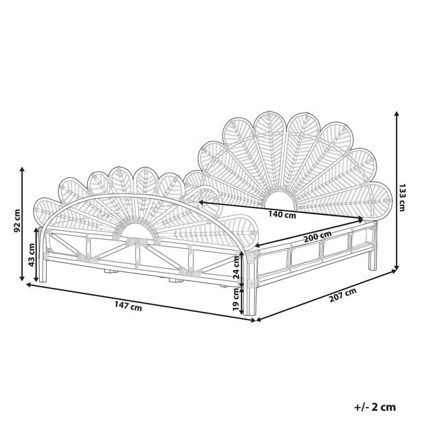 Beliani FLORENTINE - Tweepersoonsbed-Lichte houtkleur-Rotan