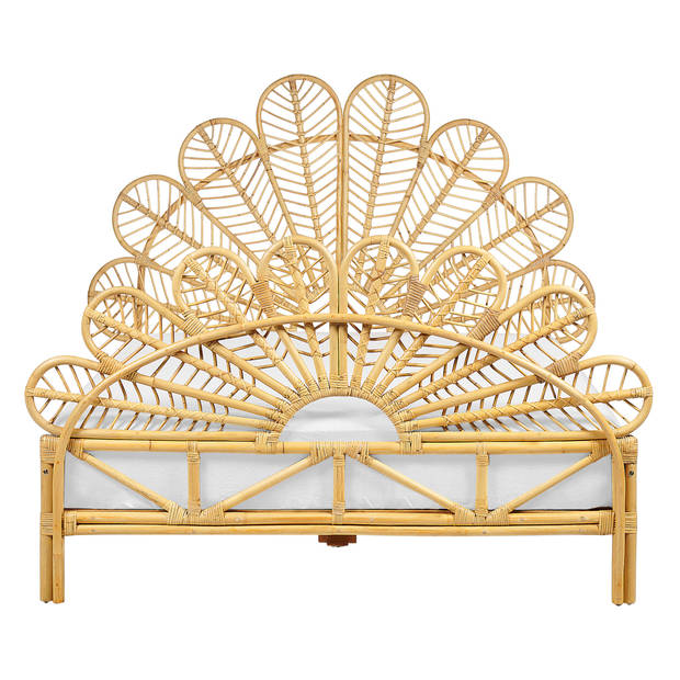 Beliani FLORENTINE - Tweepersoonsbed-Lichte houtkleur-Rotan