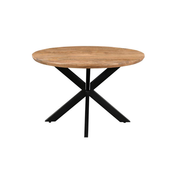 Livingfurn - Eetkamertafel Jesper Round 120cm - Mangohout / Gecoat Staal