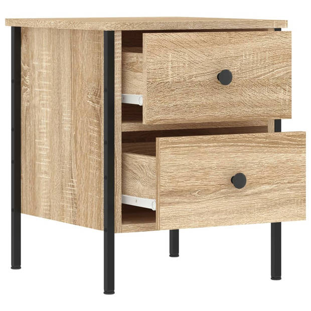 vidaXL Nachtkastjes 2 st 40x42x50 cm bewerkt hout sonoma eikenkleurig