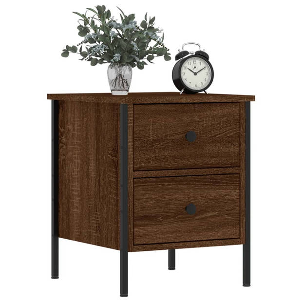 vidaXL Nachtkastjes 2 st 40x42x50 cm bewerkt hout bruin eikenkleur