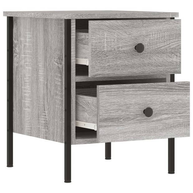 vidaXL Nachtkastjes 2 st 40x42x50 cm bewerkt hout grijs sonoma eiken