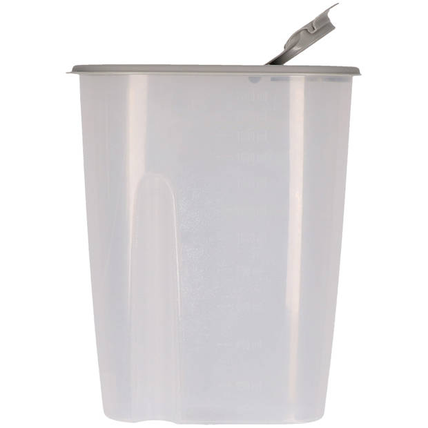 Voedselcontainer strooibus - groen en grijs - 2,2 liter - kunststof - 20 x 9.5 x 23.5 cm - Voorraadpot