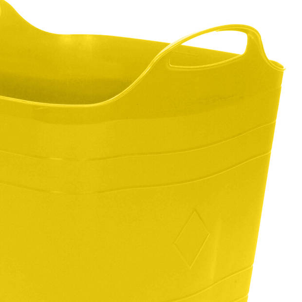 Flexibele emmer - 2x - geel - 25 liter - kunststof - vierkant - 35 x 38 cm - Wasmanden