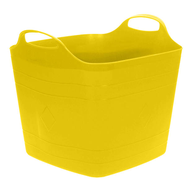 Flexibele emmer - 2x - geel - 25 liter - kunststof - vierkant - 35 x 38 cm - Wasmanden
