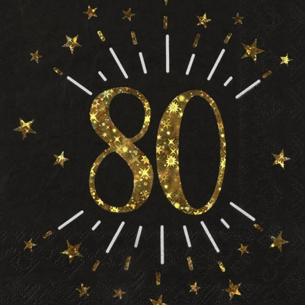 Verjaardag feest servetten leeftijd - 50x - 80 jaar - goud - 33 x 33 cm - Feestservetten