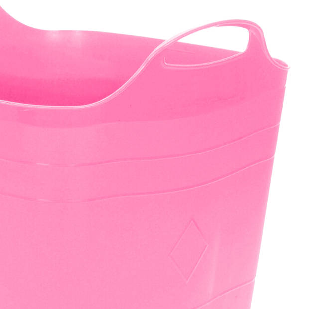 Flexibele emmer - roze - 15 liter - kunststof - vierkant - 30 x 29 cm - Wasmanden