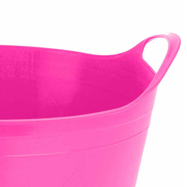 Flexibele emmer - roze - 15 liter - kunststof - 39 x 17 cm - Wasmanden