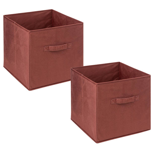 5Five Opbergmand/kastmand - 4x - vakkenkast - 29 liter - bordeaux rood - 31 x 31 x 31 cm - Opbergmanden