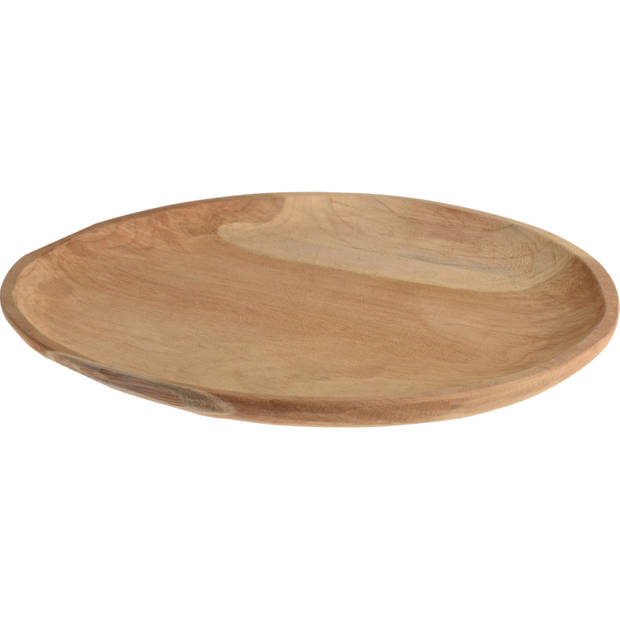 H&S Collection kaarsen plateau - decoratie - teak hout - D40 x H2 cm - Decoratieve Schaal (binnen)