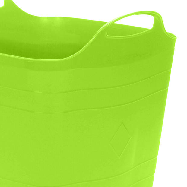 Flexibele emmer - 2x - groen - 15 liter - kunststof - vierkant - 30 x 29 cm - Wasmanden