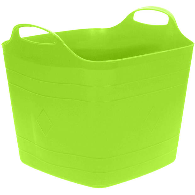 Flexibele emmer - groen - 15 liter - kunststof - vierkant - 30 x 29 cm - Wasmanden