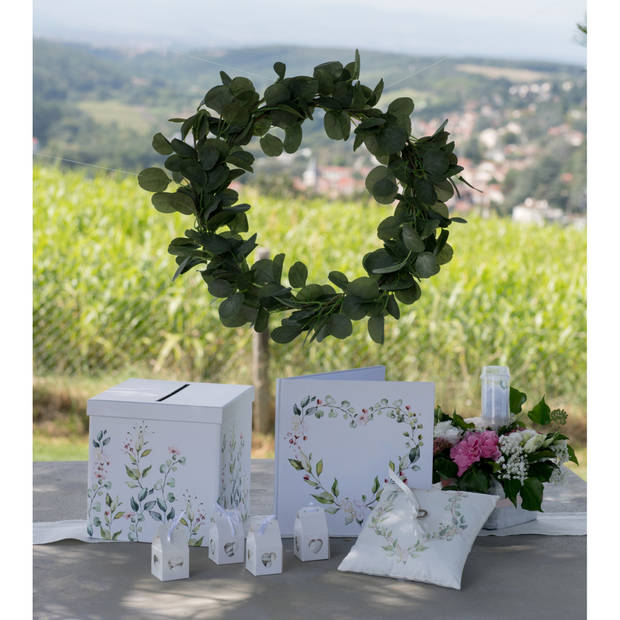 Santex Bruiloft/huwelijk trouwringen kussentje/ringkussen - bloemenprint - 18 x 18 cm - Feestdecoratievoorwerp