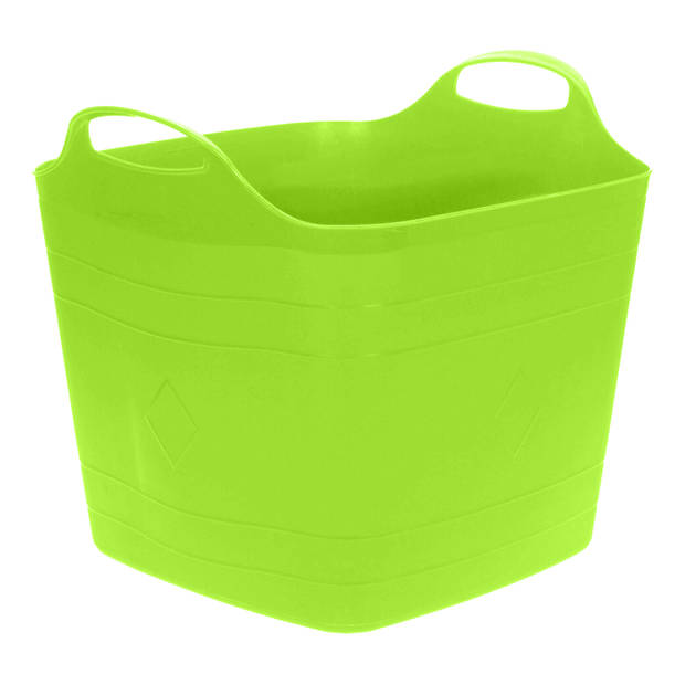 Flexibele emmer - 2x - groen - 25 liter - kunststof - vierkant - 35 x 38 cm - Wasmanden